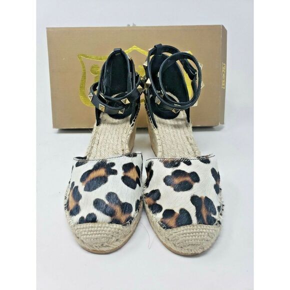 ASH WOMENS AS-WINNIE FUR ANIMAL PRINT LIGHT BEIGE WEDGE SIZE EUR 39M US 8,5 NIB - Picture 2 of 11